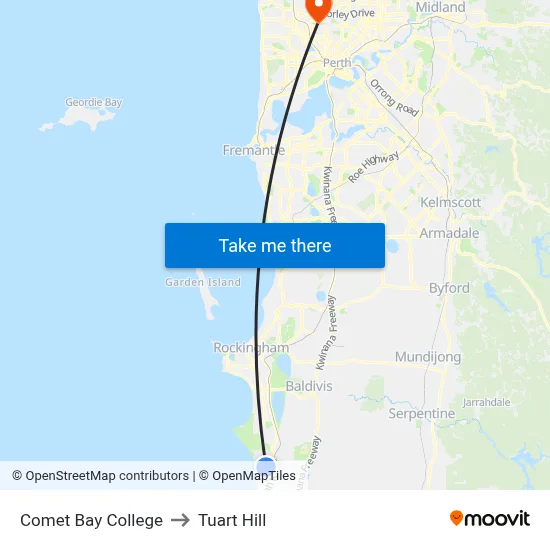 Comet Bay College to Tuart Hill map