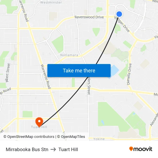 Mirrabooka Bus Stn to Tuart Hill map