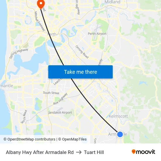 Albany Hwy After Armadale Rd to Tuart Hill map