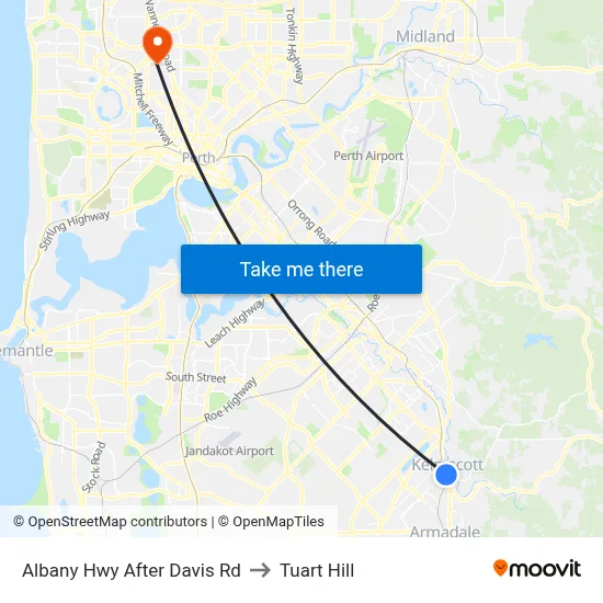 Albany Hwy After Davis Rd to Tuart Hill map