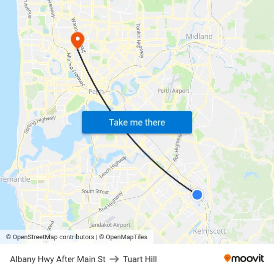 Albany Hwy After Main St to Tuart Hill map