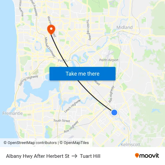 Albany Hwy After Herbert St to Tuart Hill map