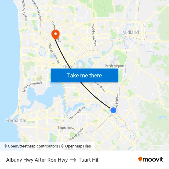 Albany Hwy After Roe Hwy to Tuart Hill map