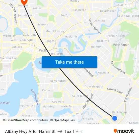 Albany Hwy After Harris St to Tuart Hill map