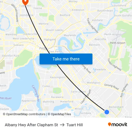 Albany Hwy After Clapham St to Tuart Hill map