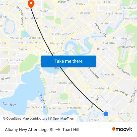 Albany Hwy After Liege St to Tuart Hill map