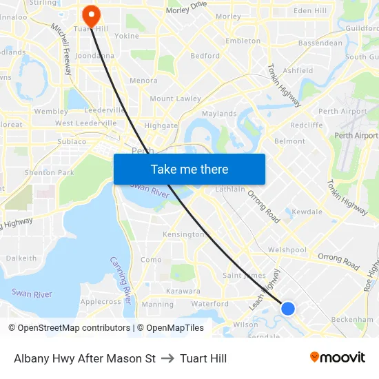 Albany Hwy After Mason St to Tuart Hill map