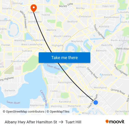 Albany Hwy After Hamilton St to Tuart Hill map