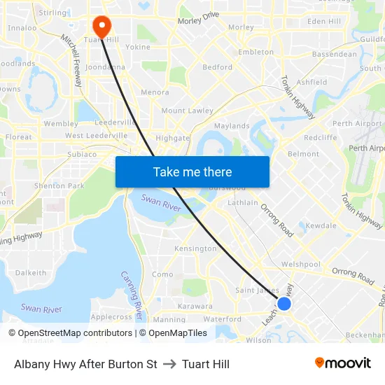 Albany Hwy After Burton St to Tuart Hill map