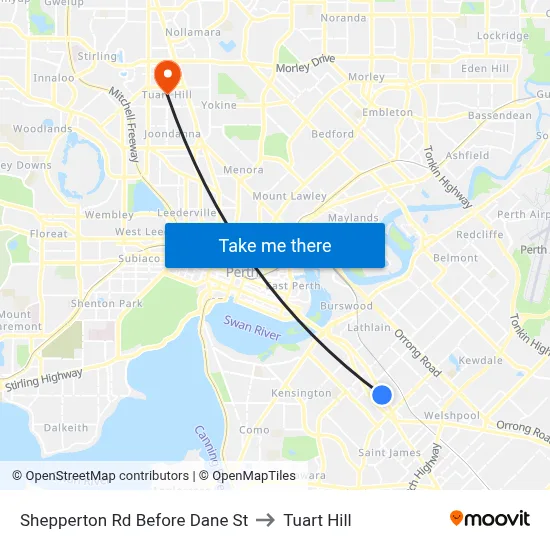 Shepperton Rd Before Dane St to Tuart Hill map