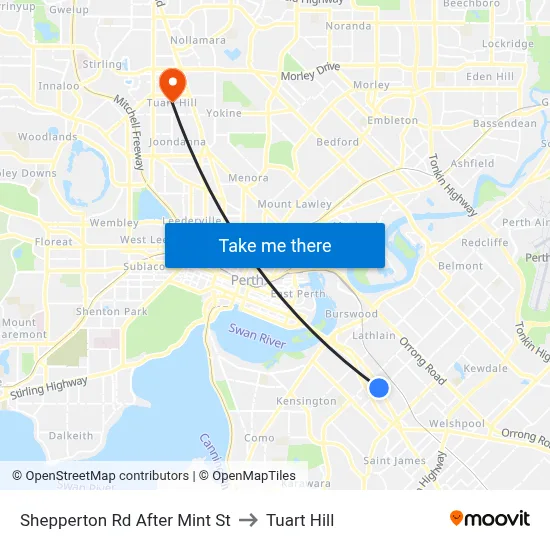 Shepperton Rd After Mint St to Tuart Hill map