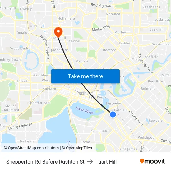 Shepperton Rd Before Rushton St to Tuart Hill map
