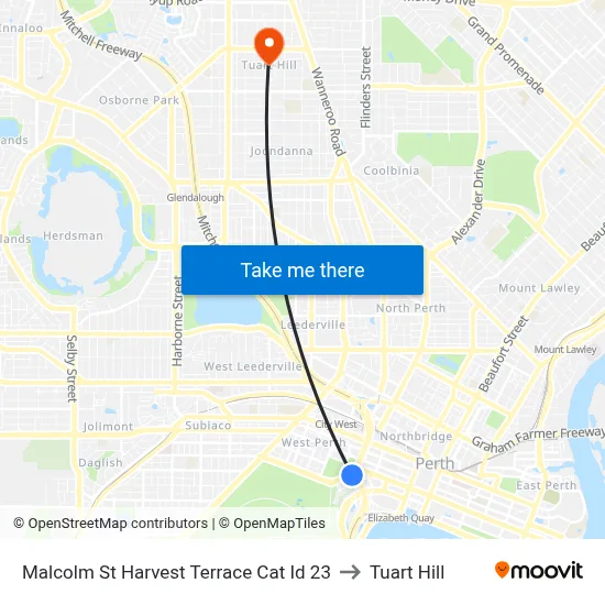 Malcolm St Harvest Terrace Cat Id 23 to Tuart Hill map