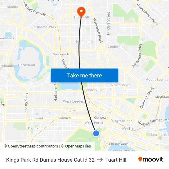 Kings Park Rd Dumas House Cat Id 32 to Tuart Hill map