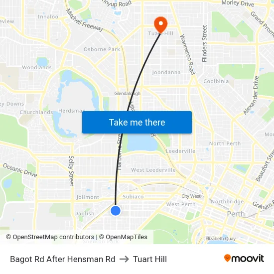 Bagot Rd After Hensman Rd to Tuart Hill map