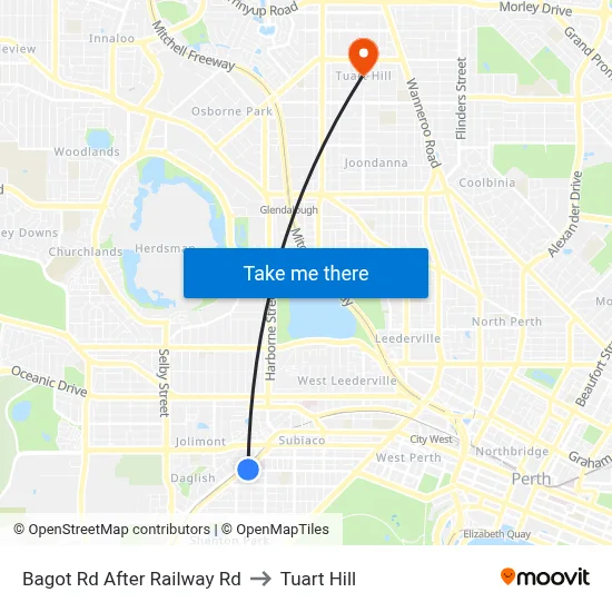 Bagot Rd After Railway Rd to Tuart Hill map
