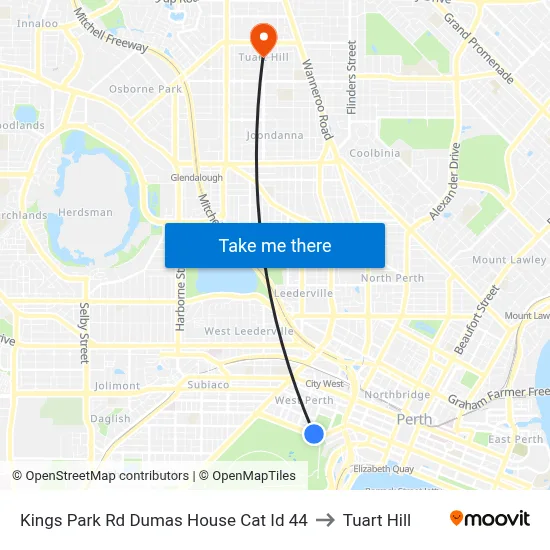 Kings Park Rd Dumas House Cat Id 44 to Tuart Hill map
