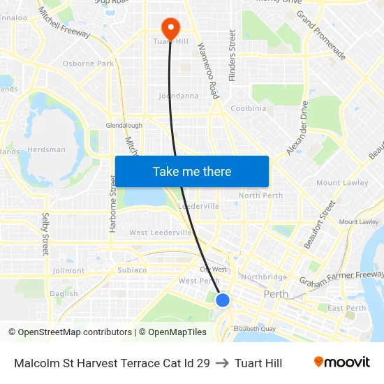Malcolm St Harvest Terrace Cat Id 29 to Tuart Hill map