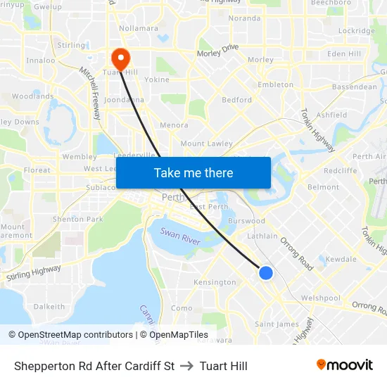 Shepperton Rd After Cardiff St to Tuart Hill map