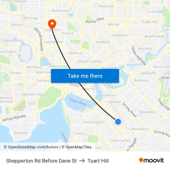 Shepperton Rd Before Dane St to Tuart Hill map