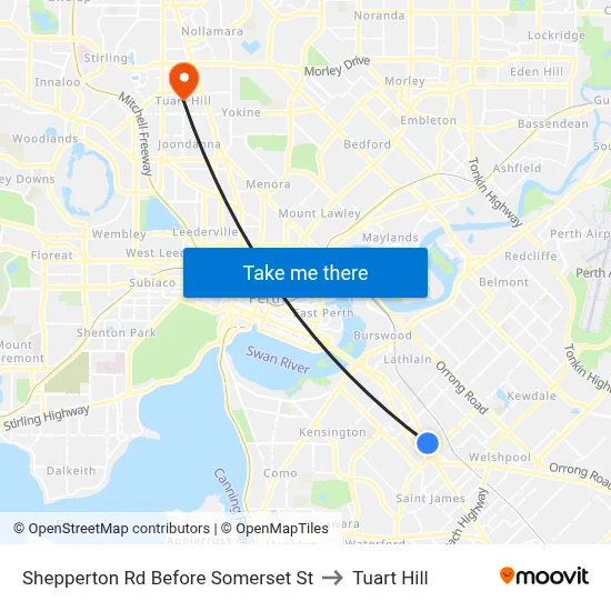 Shepperton Rd Before Somerset St to Tuart Hill map