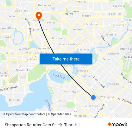 Shepperton Rd After Oats St to Tuart Hill map