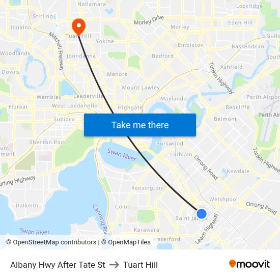 Albany Hwy After Tate St to Tuart Hill map