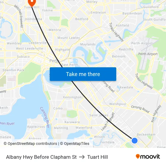 Albany Hwy Before Clapham St to Tuart Hill map