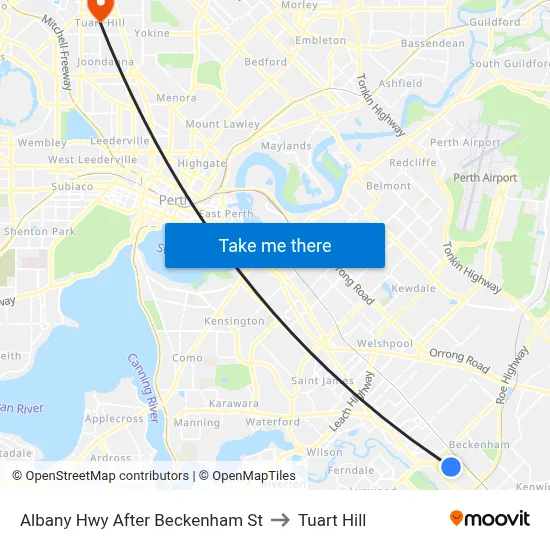 Albany Hwy After Beckenham St to Tuart Hill map