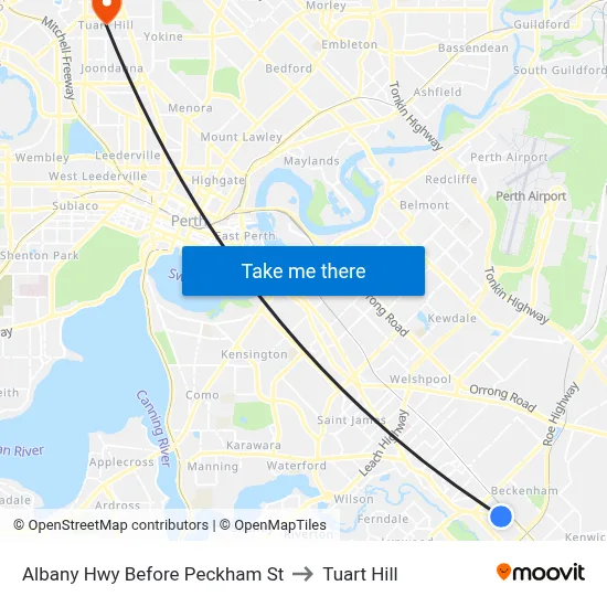 Albany Hwy Before Peckham St to Tuart Hill map