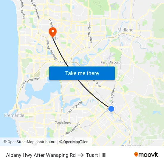 Albany Hwy After Wanaping Rd to Tuart Hill map