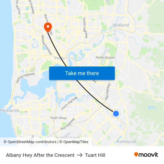 Albany Hwy After the Crescent to Tuart Hill map