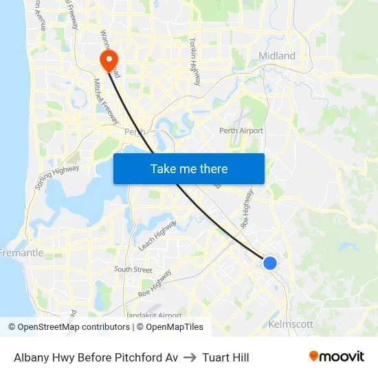 Albany Hwy Before Pitchford Av to Tuart Hill map
