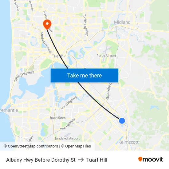Albany Hwy Before  Dorothy  St to Tuart Hill map