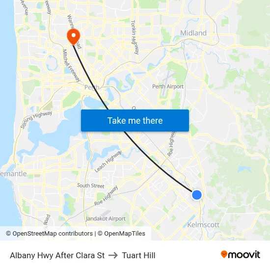 Albany Hwy After Clara St to Tuart Hill map