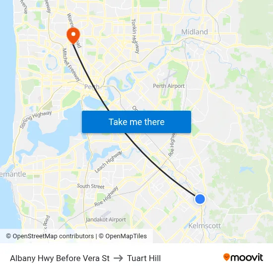 Albany Hwy Before Vera St to Tuart Hill map