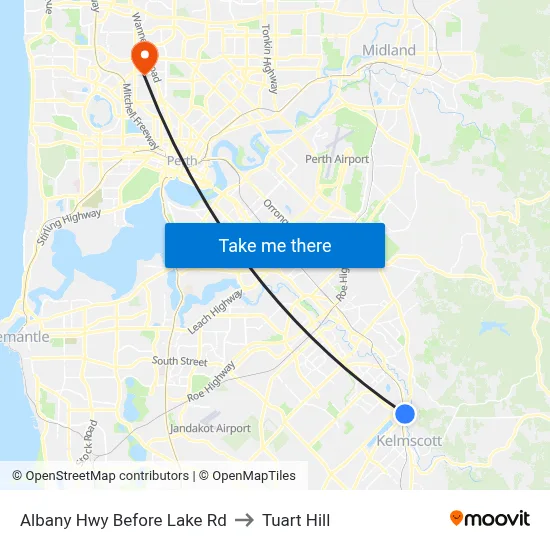 Albany Hwy Before Lake Rd to Tuart Hill map
