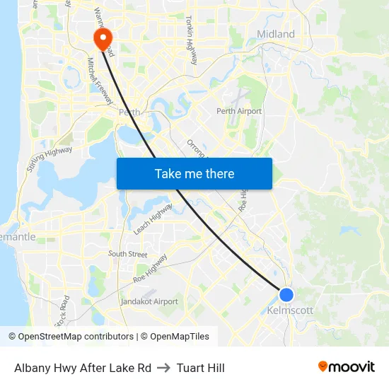 Albany Hwy After Lake Rd to Tuart Hill map