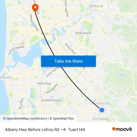 Albany Hwy Before Lefroy Rd to Tuart Hill map