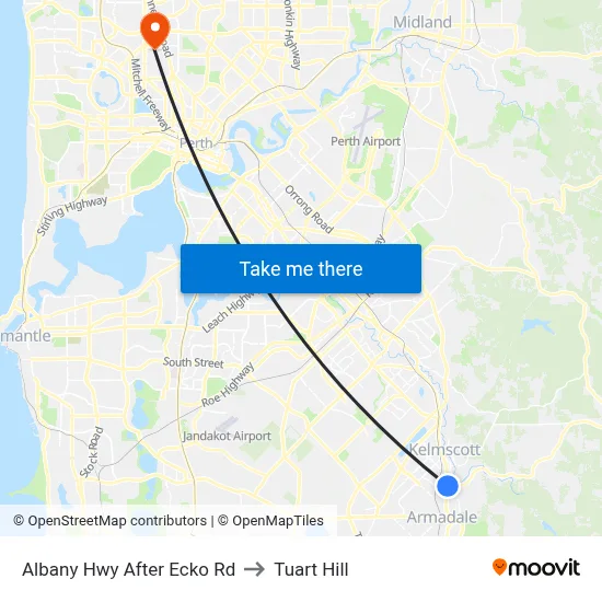 Albany Hwy After Ecko Rd to Tuart Hill map