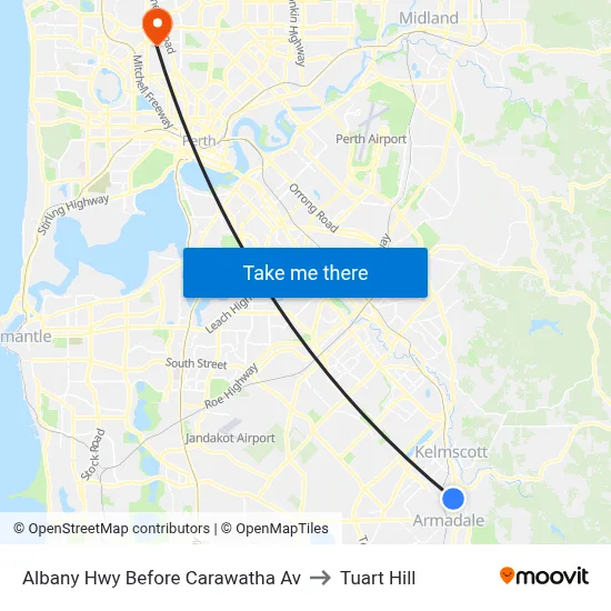 Albany Hwy Before Carawatha Av to Tuart Hill map