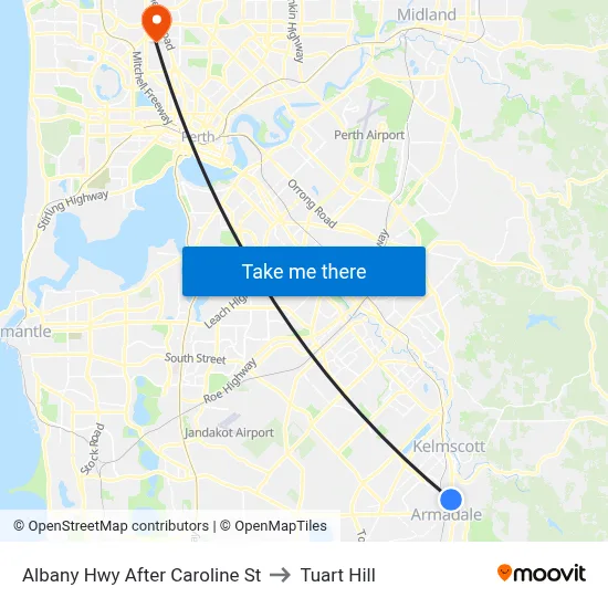 Albany Hwy After Caroline St to Tuart Hill map
