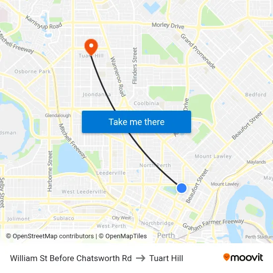 William St Before Chatsworth Rd to Tuart Hill map
