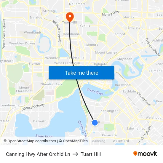 Canning Hwy After Orchid Ln to Tuart Hill map
