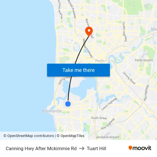 Canning Hwy After Mckimmie Rd to Tuart Hill map