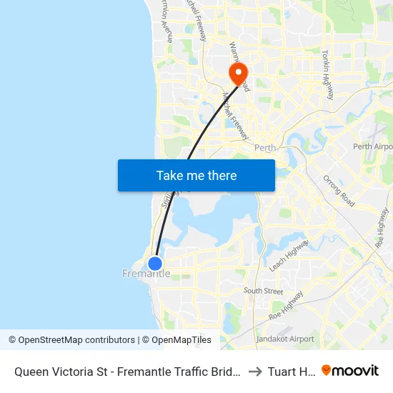 Queen Victoria St - Fremantle Traffic Bridge to Tuart Hill map