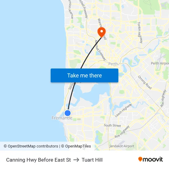 Canning Hwy Before East St to Tuart Hill map
