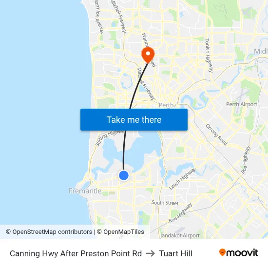 Canning Hwy After Preston Point Rd to Tuart Hill map