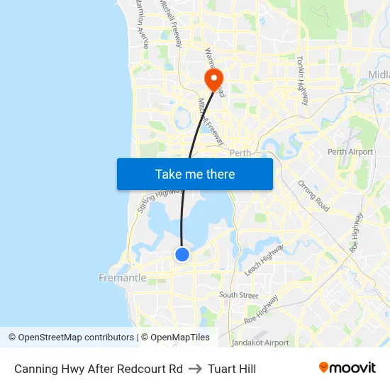 Canning Hwy After Redcourt Rd to Tuart Hill map