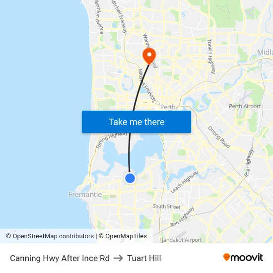 Canning Hwy After Ince Rd to Tuart Hill map